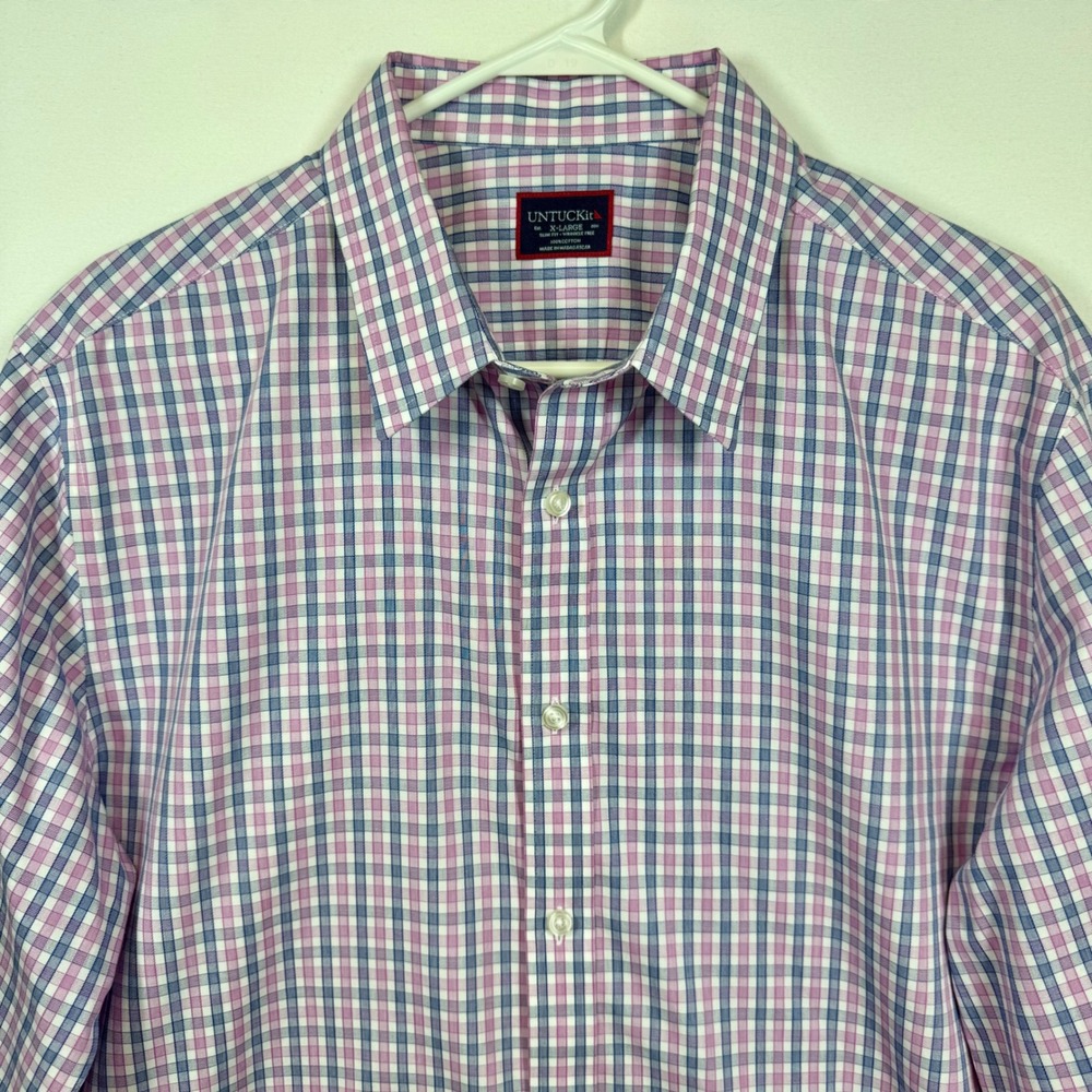 UNTUCKit Dolcetto Style Slim Fit Plaid Wrinkle Free Button Down‎ Shirt Sz XL